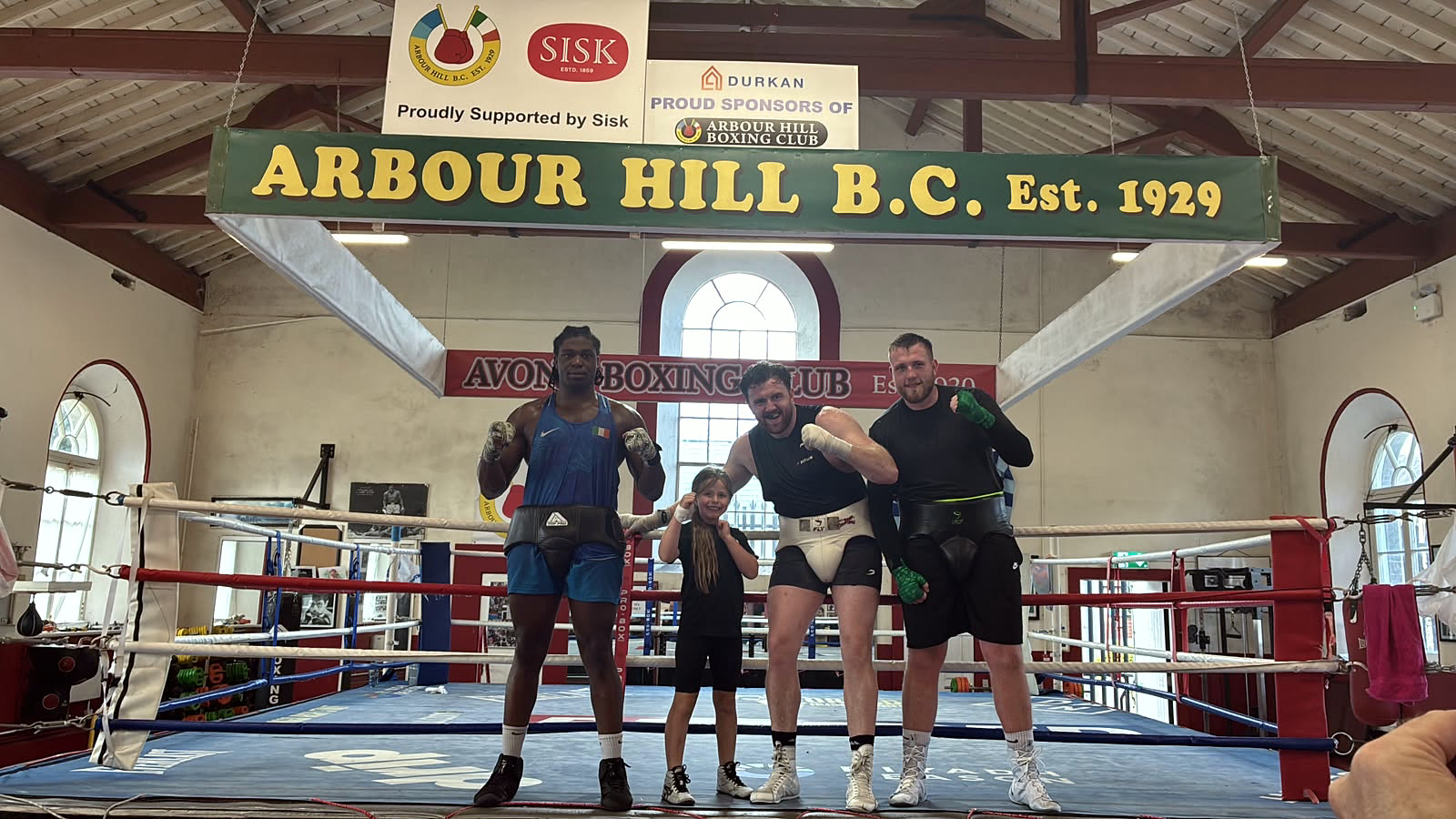 The ring at Arbour Hill Boxing Club under the Est. 1929 sign