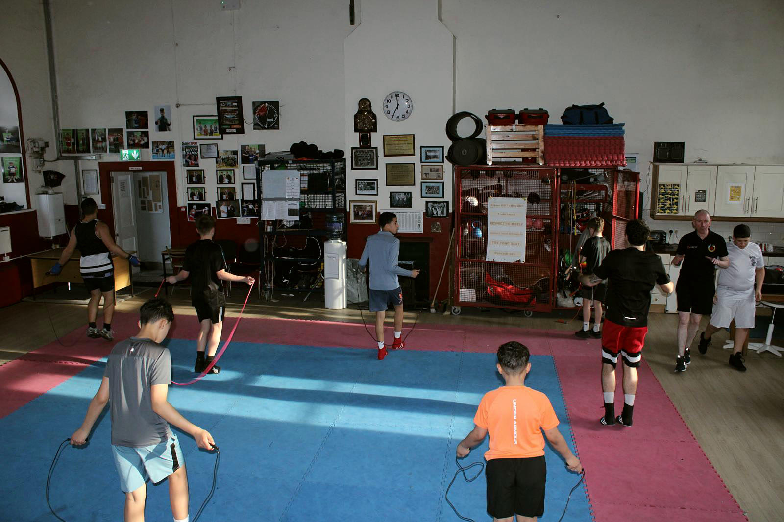 Young members skipping in the hall at Arbour Hill